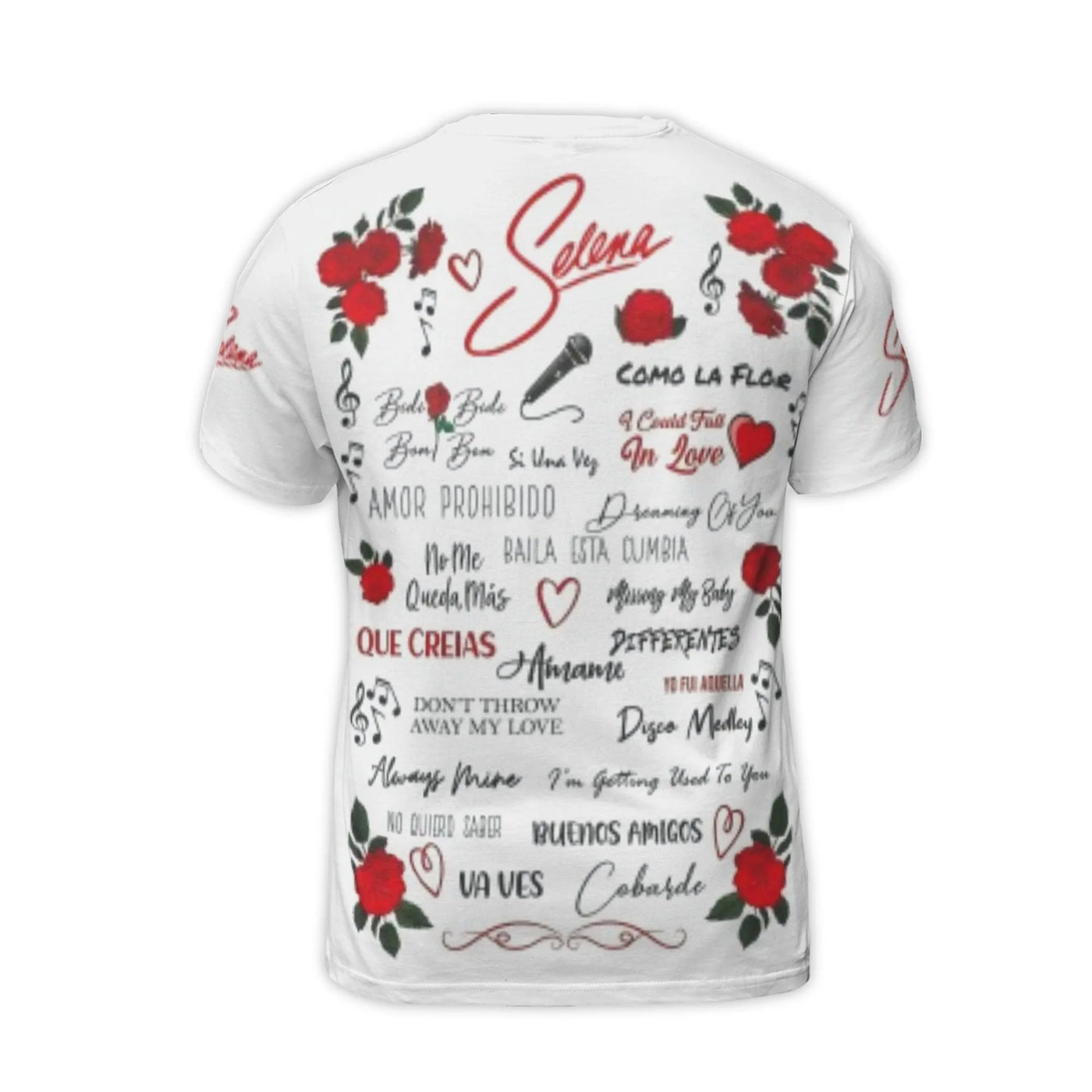Selena Quintanilla 3D T-Shirt | Iconic Singer Portrait & Song Lyrics Graphic | Premium Polyester Blend | Tribute Gift for Fan