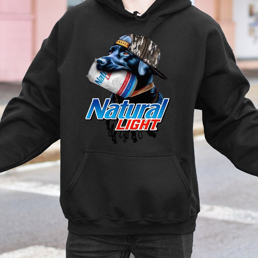 Funny Dog Beer Hoodie | Labrador Retriever Drinking Natty Light Design | Premium Cotton Blend | Gift for Beer Lovers & Dog Ow