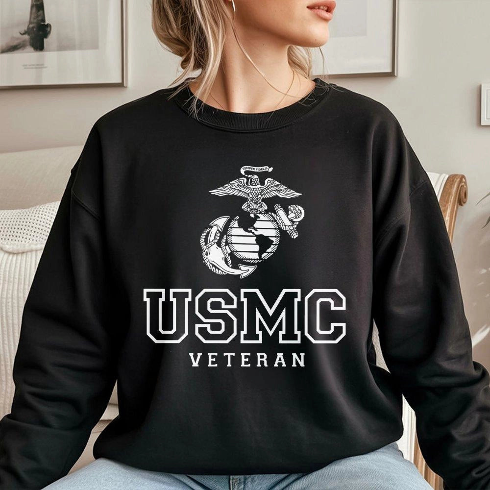 USMC Veteran Sweatshirt | Eagle Globe and Anchor Emblem | Premium Unisex Military Crewneck | Patriotic Gift for Marine Corps 