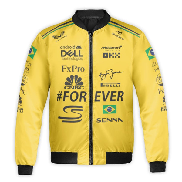 Ayrton Senna F1 Bomber Jacket | Brazilian Racing Legend Tribute | Durable Nylon Streetwear | Gift For Formula 1 Motorsport Fa