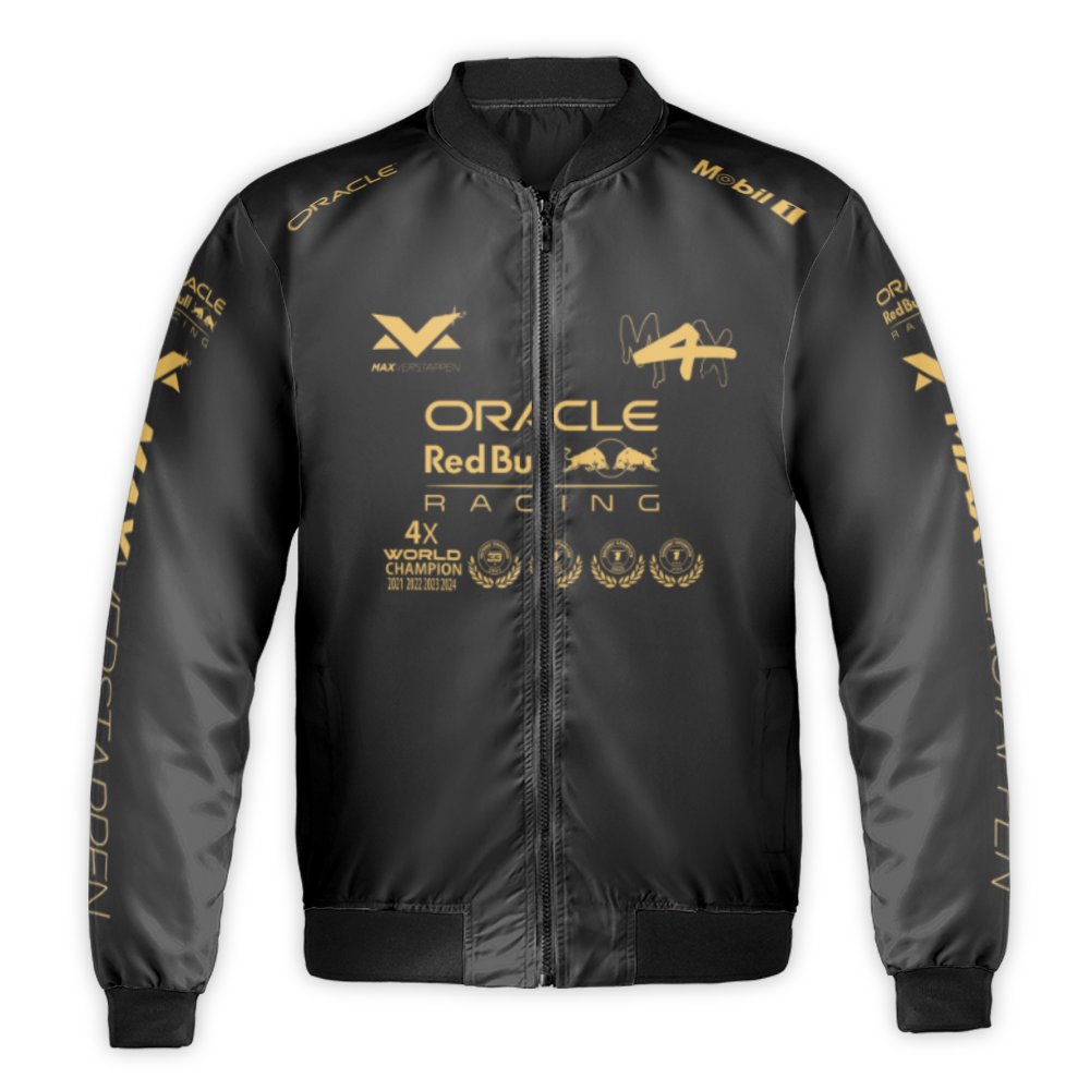Max Verstappen Bomber Jacket | 4x World Champion F1 Racing Gear | Premium Nylon Streetwear | Gift for Formula 1 Fan