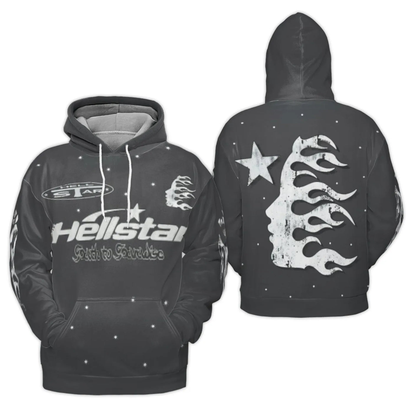 Streetwear Graphic Hoodie | Flaming Face Starry Night 3D Print | Premium Polyester Fleece | Unisex Urban Style Gift for Men a
