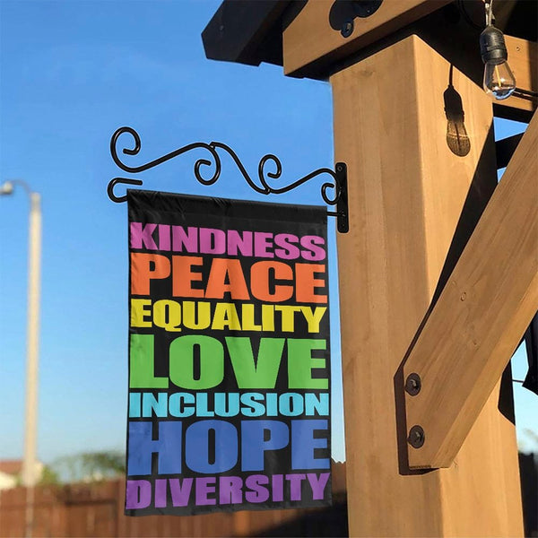 Kindness Peace Equality Garden Flag | Rainbow Pride Yard Decor | Durable Premium Polyester | Inclusive Home Outdoor Welcome G