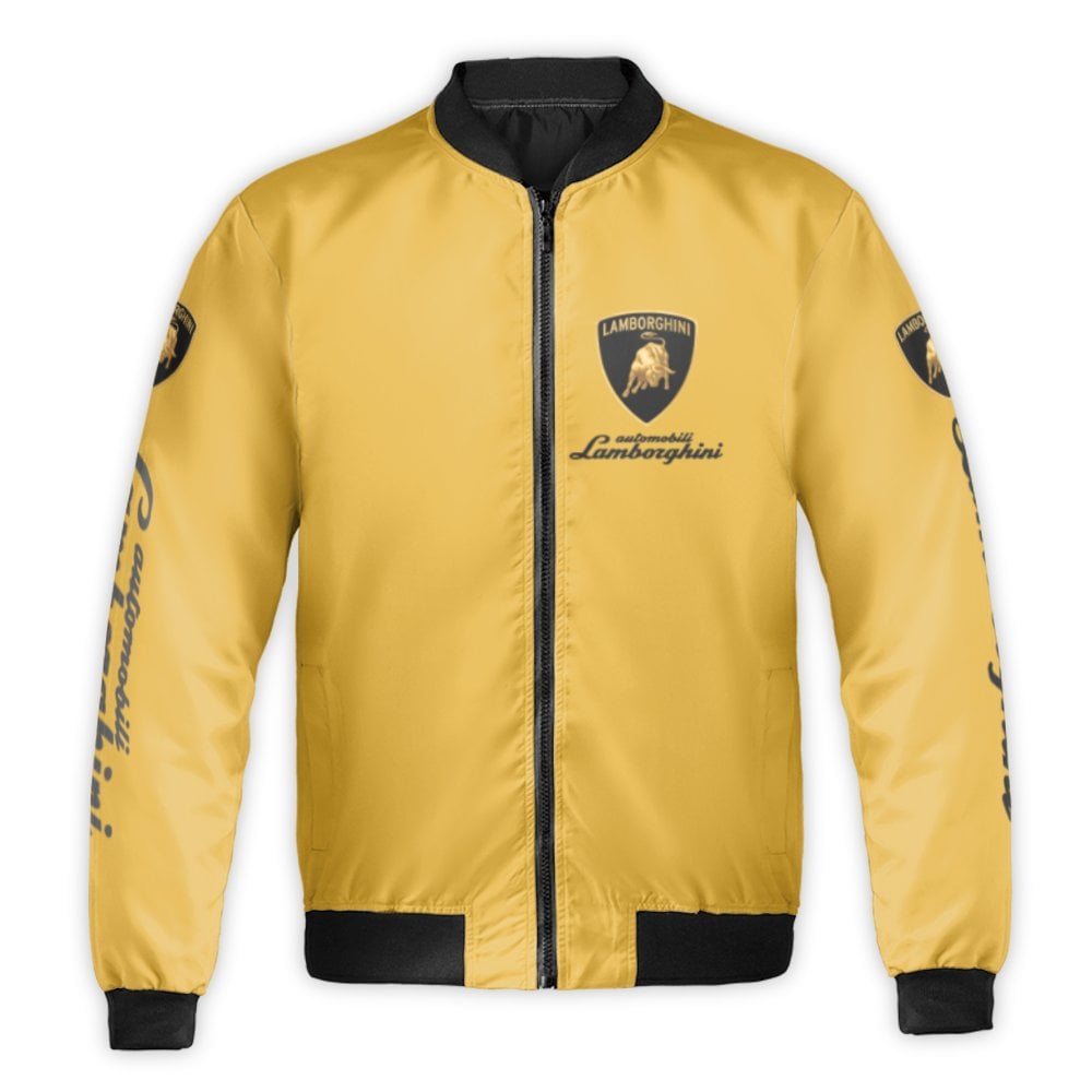 Lamborghini Logo Bomber Jacket | Yellow Streetwear Racing Coat | Durable Nylon Shell | Premium Gift for Sports Car Enthusiast
