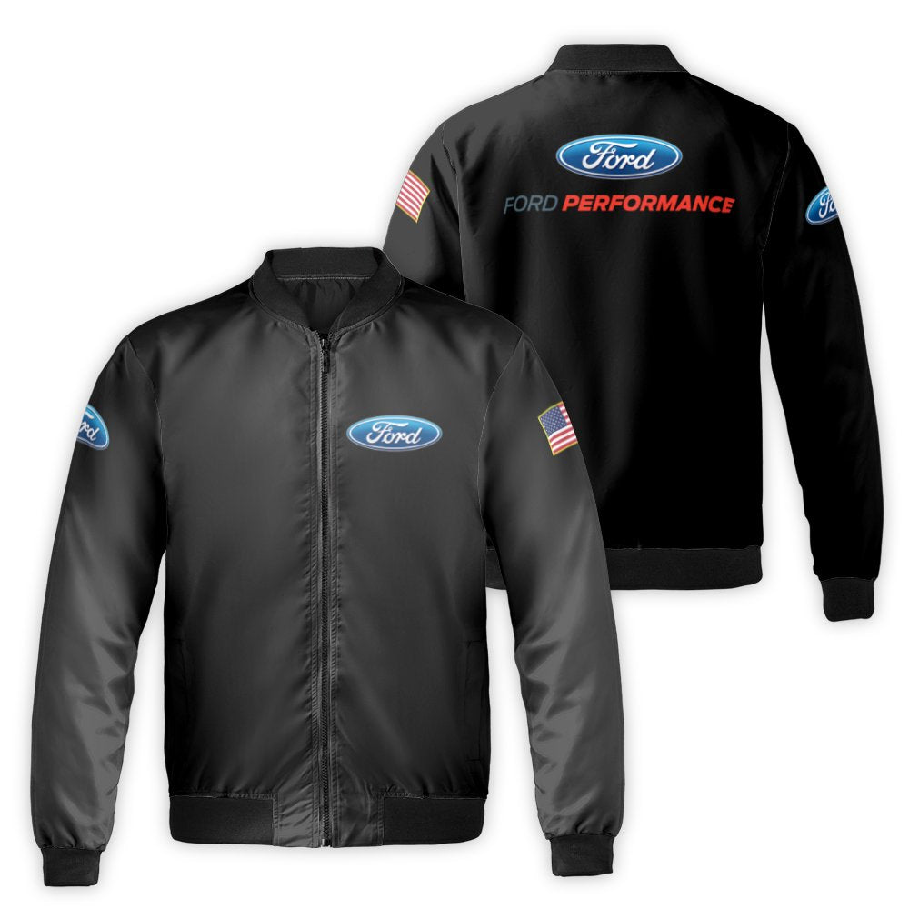 Ford Performance Bomber Jacket | American Muscle Car Logo | Durable Nylon Outerwear | Gift for Auto Enthusiasts