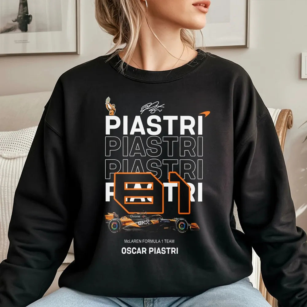 Oscar Piastri F1 Sweatshirt | McLaren Racing 81 Graphic Tee | Premium Cotton Blend | Motorsport Gift for Formula 1 Fan
