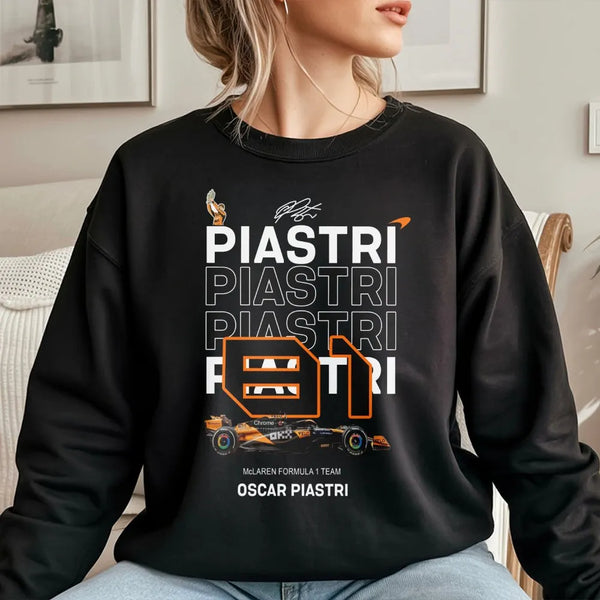 Oscar Piastri F1 Sweatshirt | McLaren Racing 81 Graphic Tee | Premium Cotton Blend | Motorsport Gift for Formula 1 Fan
