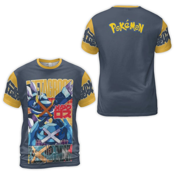 Metagross Graphic 3D T-Shirt | Anime Style Gaming Apparel | Premium Polyester Blend | Perfect Gift for Pokemon Trainers and G