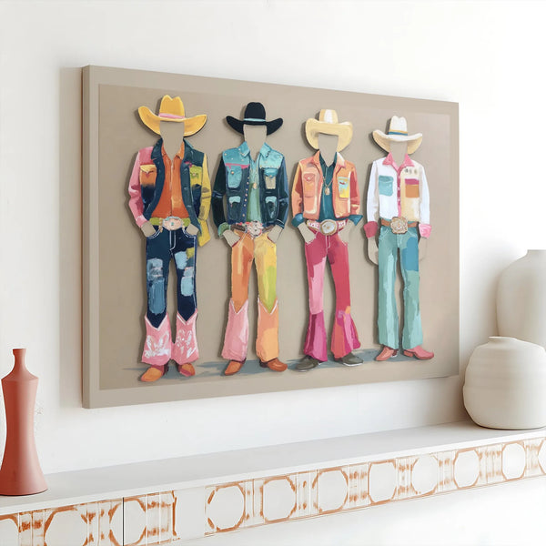 Colorful Western Cowboy Canvas Art | Modern Abstract Rodeo Print | Premium Gallery Wrapped 1.25" Frame | Southwestern Decor f