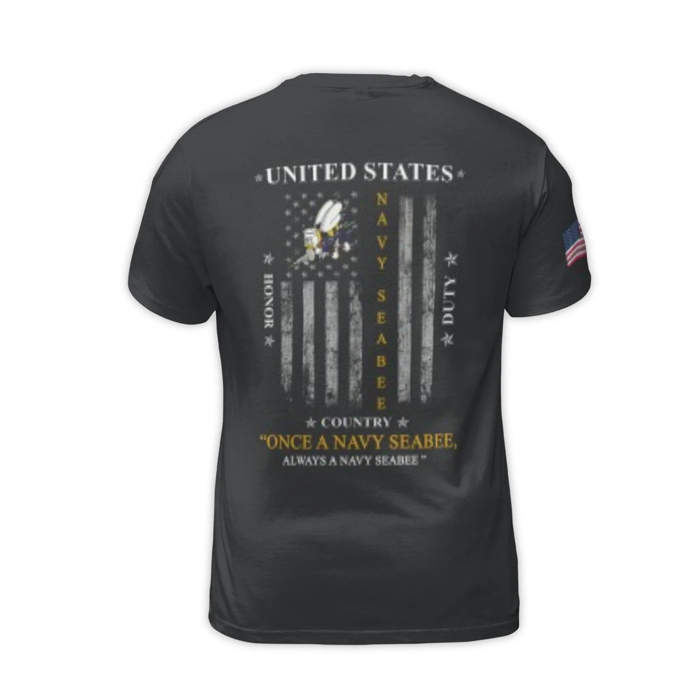 US Navy Seabee T-Shirt | American Flag Patriotic Veteran Design | Premium Polyester Spandex Blend | Perfect Gift for Navy Con
