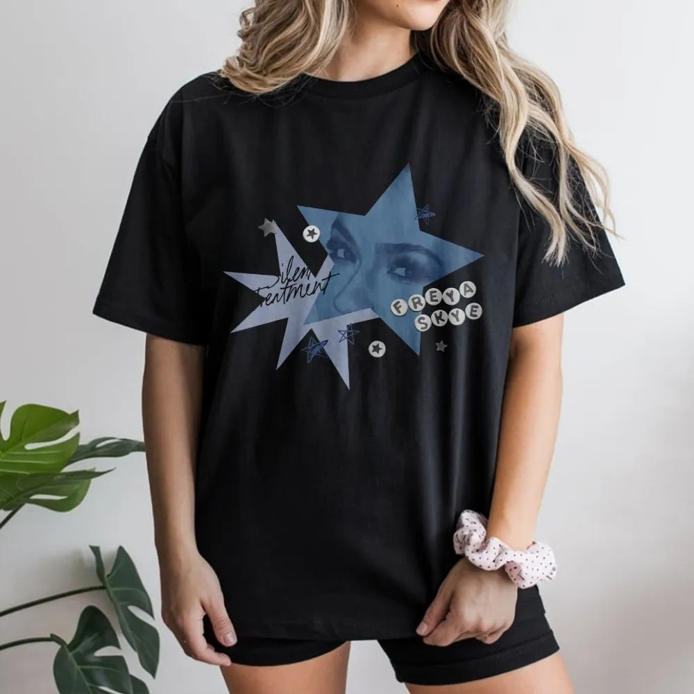 Freya Skye Graphic T-Shirt | Silent Treatment Star Design | 100% Cotton Premium Quality | Trendy Music Fan Gift for Women & M