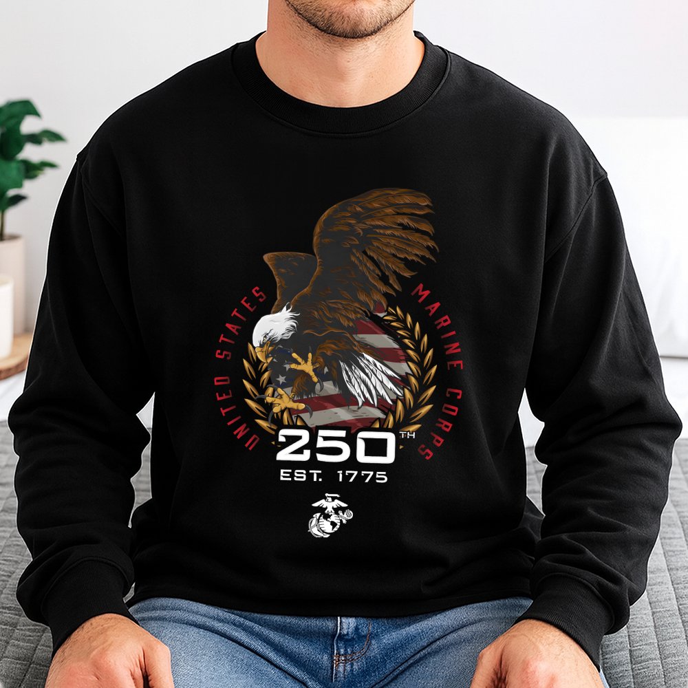 USMC 250th Anniversary Sweatshirt | Marine Corps 1775-2025 Eagle Globe Anchor Graphic | Premium Cotton Blend | Military Pride