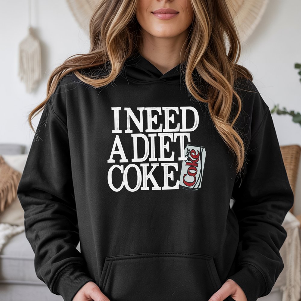 I Need A Diet Soda Hoodie | Graphic Soft Drink Lover Pullover | Premium Cotton-Poly Blend | Funny Caffeine Addict Gift For Wo