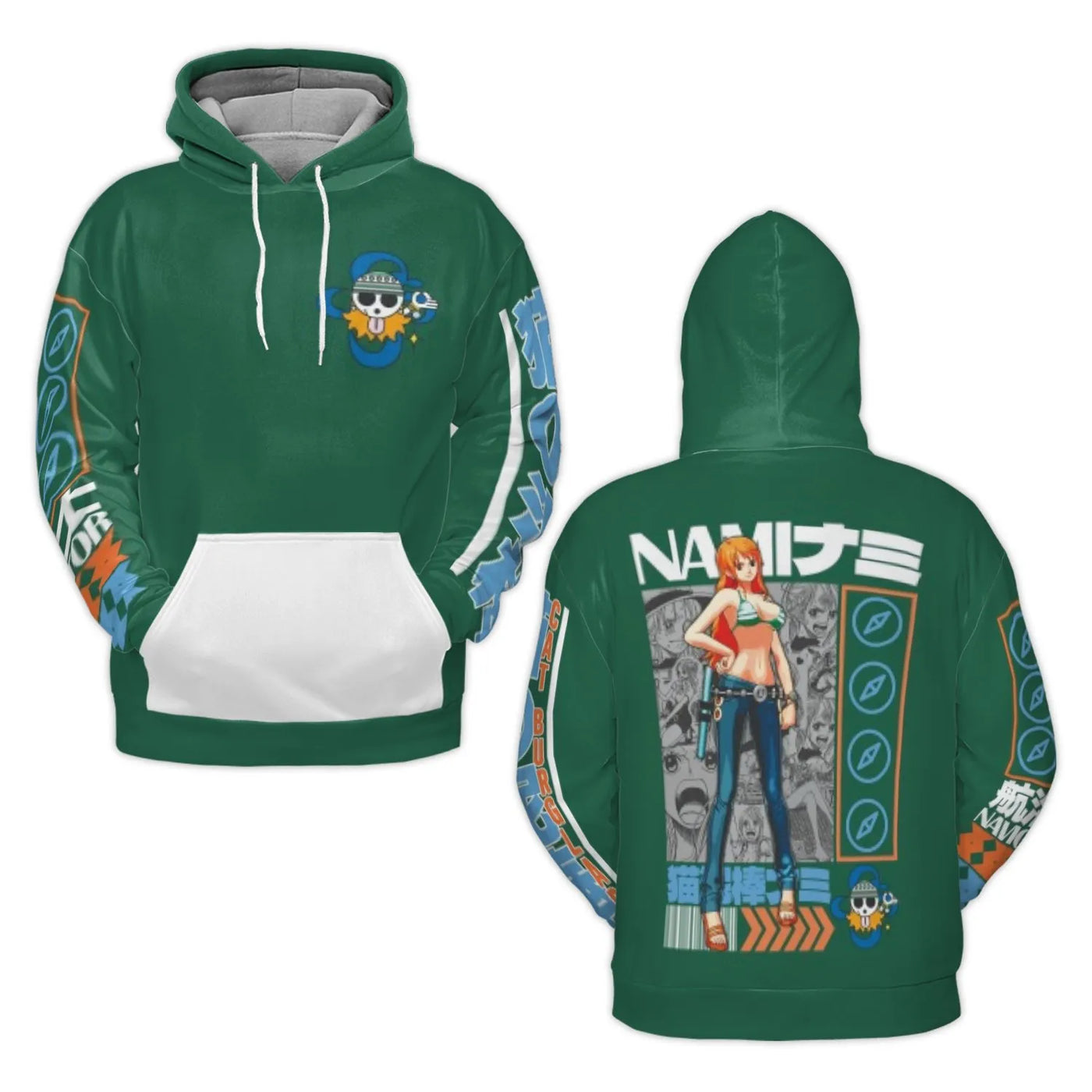 Anime Graphic 3D Hoodie | Nami Manga Character Print | Premium Polyester Fleece Pullover | Unisex Gift for One Piece Fans