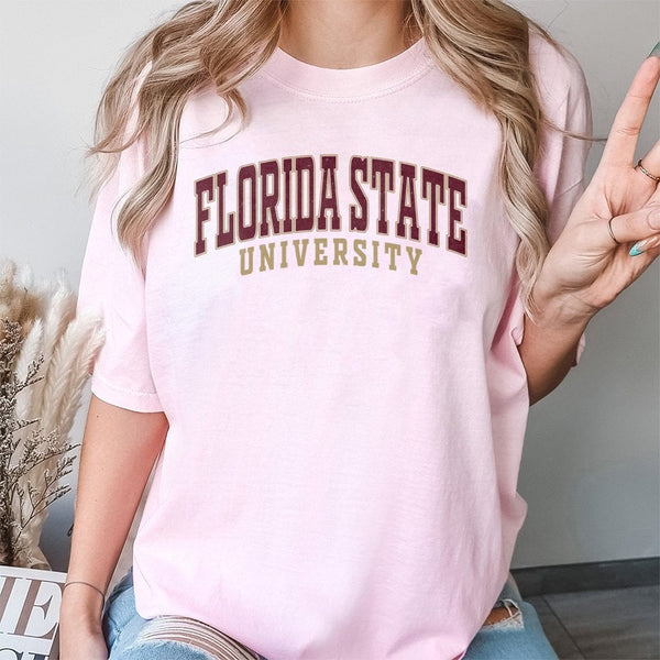Florida State University T-Shirt | Vintage Collegiate Arch Graphic | 100% Soft Cotton Premium Tee | FSU Fan Apparel Gift For 