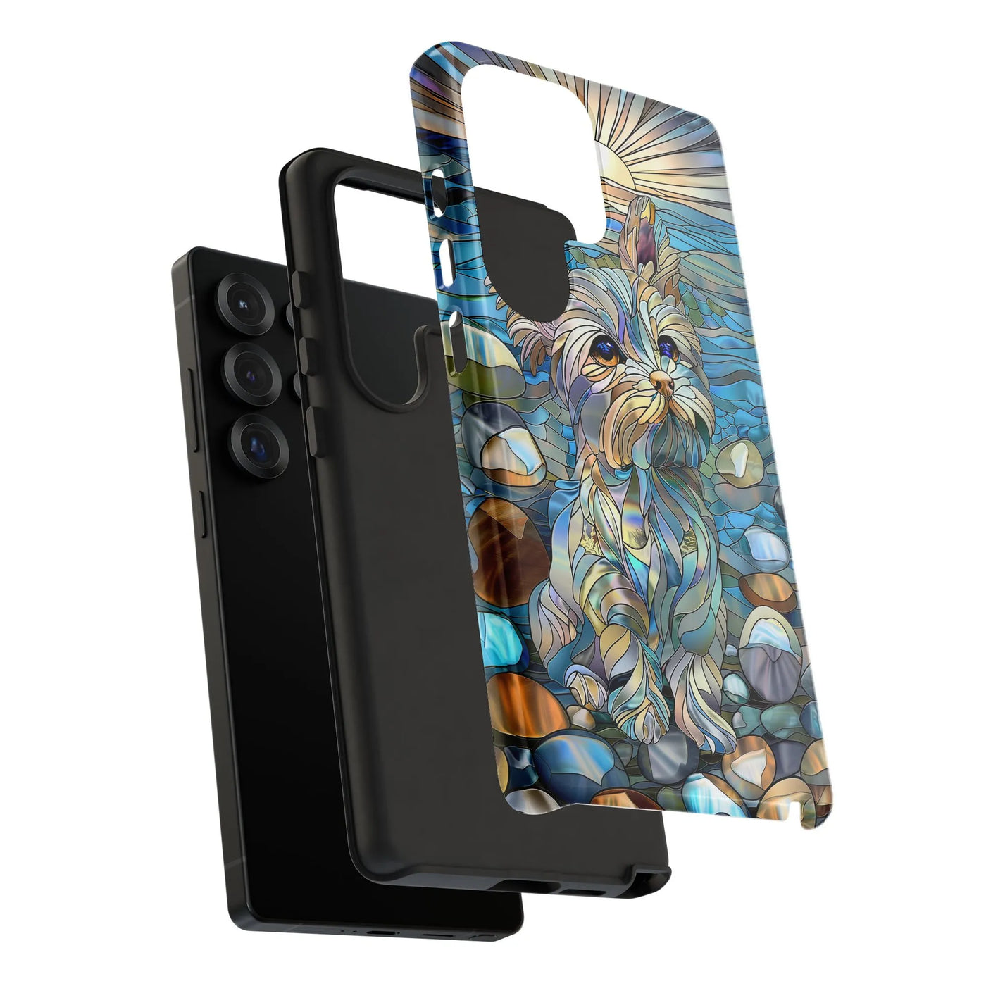 Yorkshire Terrier Phone Case | Stained Glass Mosaic Dog Art | Durable Dual-Layer Samsung Cover | Unique Gift for Yorkie Dog L
