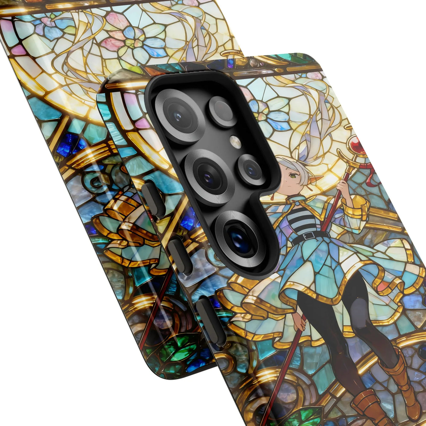 Frieren Stained Glass Phone Case | Fantasy Anime Mage Art | Dual-Layer Polycarbonate Cover | Samsung Galaxy S21-S26 Ultra Gif