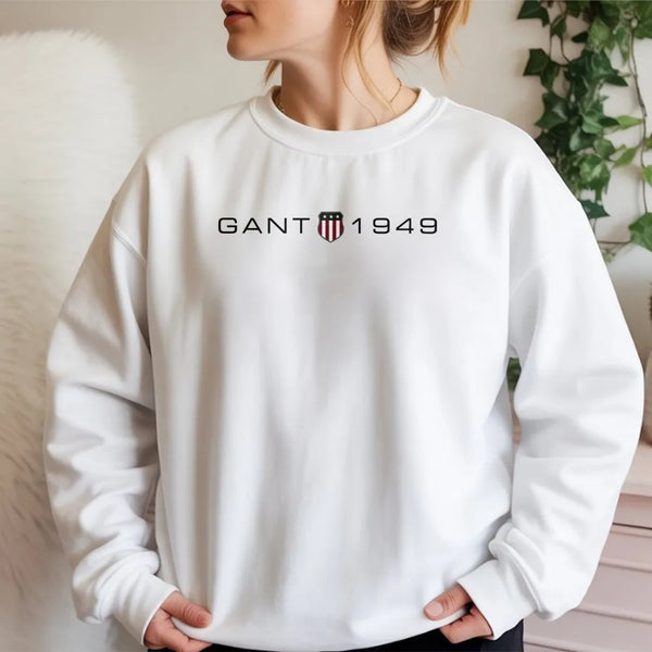 Gant 1949 Logo Sweatshirt | Classic Minimalist Graphic Pullover | Soft Cotton-Polyester Blend | Premium Gift For Men And Wome