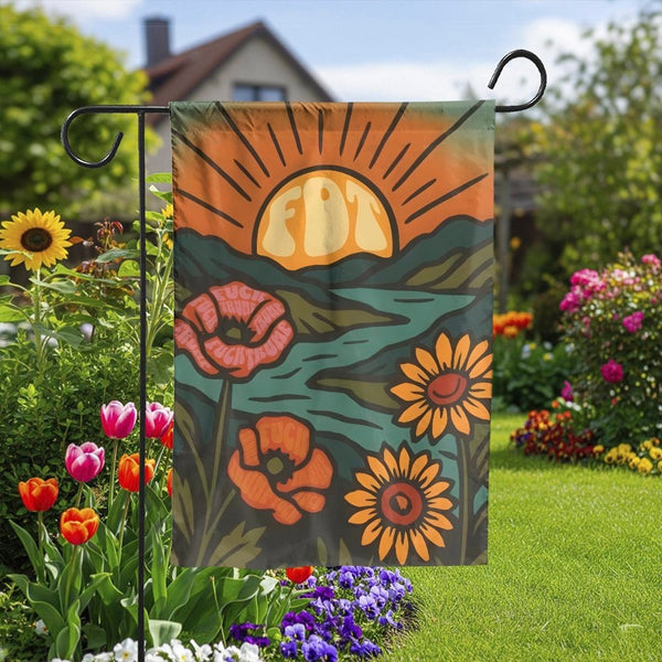 FDT Garden Flag | Retro Floral Landscape Print | Premium Durable Polyester | Anti-Trump Yard Decor for Outdoor Lawn Sign