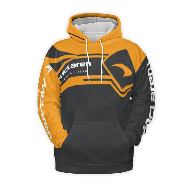 McLaren F1 Team Hoodie | All-Over Print Racing Sweatshirt | Premium Polyester Brushed Fleece | Limited Edition Formula 1 Appa