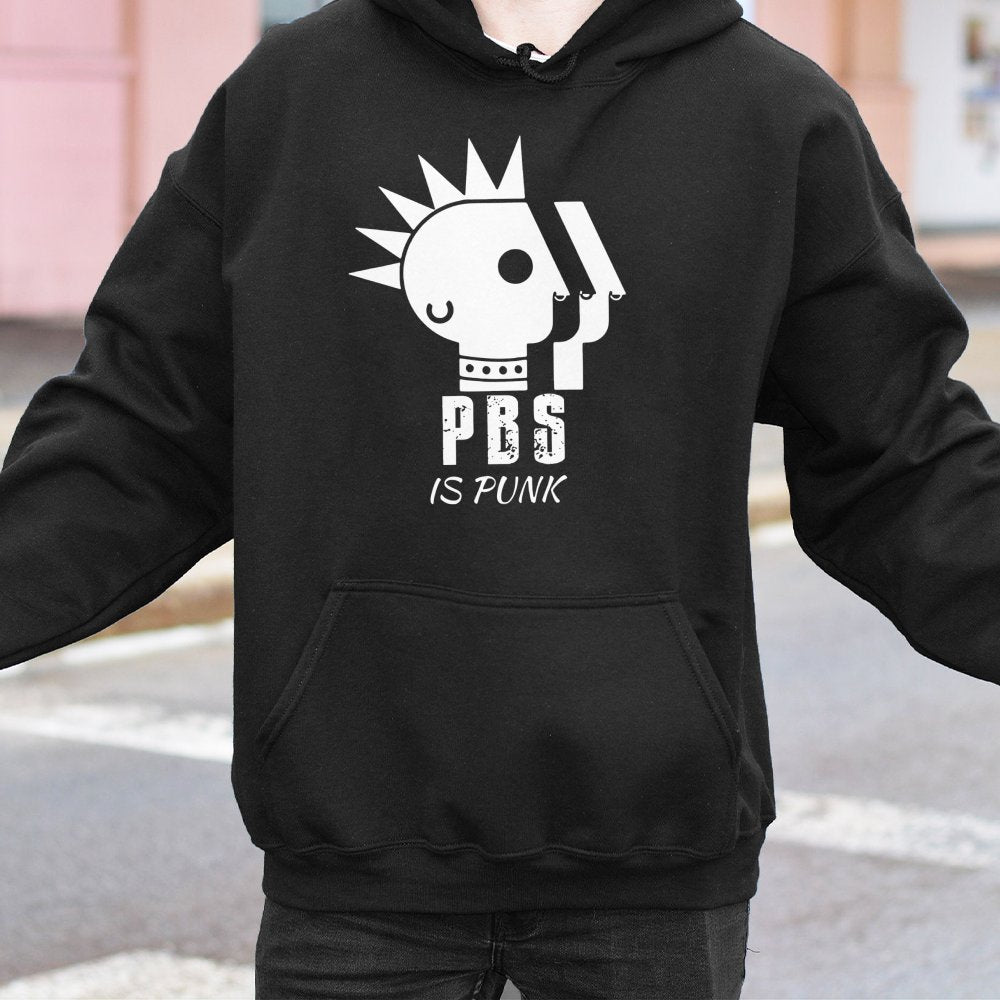 PBS Is Punk Hoodie | Retro 70s Public Broadcasting Graphics | Premium Cotton-Blend | Gift for TV Nostalgia Lovers and Public 