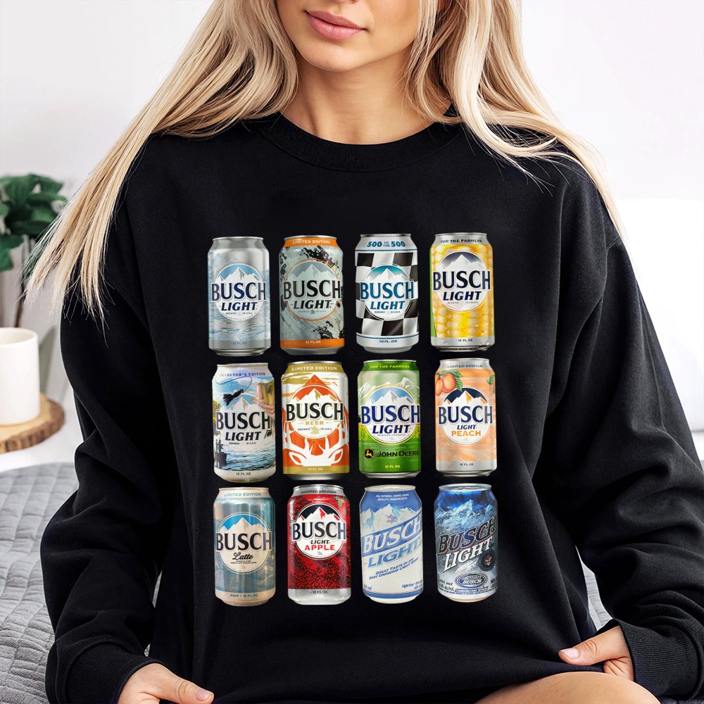Busch Light Beer Can Graphic Sweatshirt | Retro Beer Logo Apparel | Soft Cotton-Poly Blend Crewneck | Gift for Beer Lovers & 