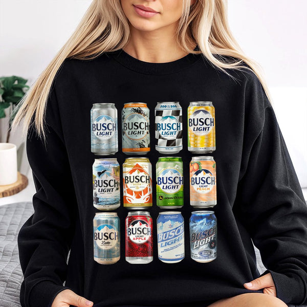 Busch Light Beer Can Graphic Sweatshirt | Retro Beer Logo Apparel | Soft Cotton-Poly Blend Crewneck | Gift for Beer Lovers & 