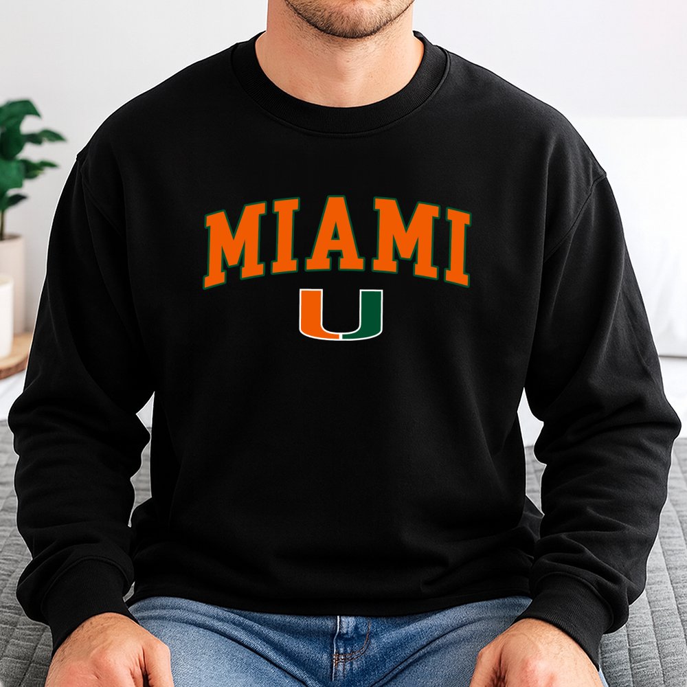 University Of Miami Sweatshirt | Arch Logo Graphic Print | Premium Cotton Blend Fleece | Fan Apparel Gift For Students And Al