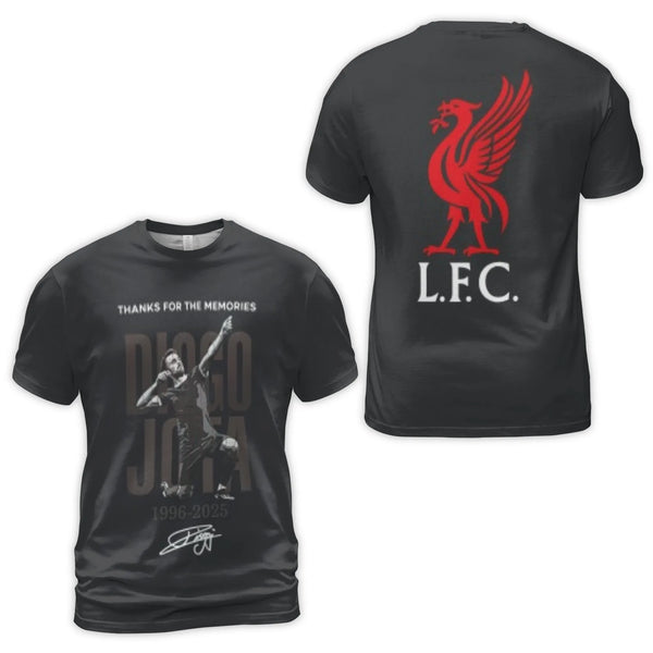 Diogo Jota 3D T-Shirt | Liverpool FC Soccer Graphic Tee | Premium Polyester Blend Jersey | Sports Fan Gift for Football Lover