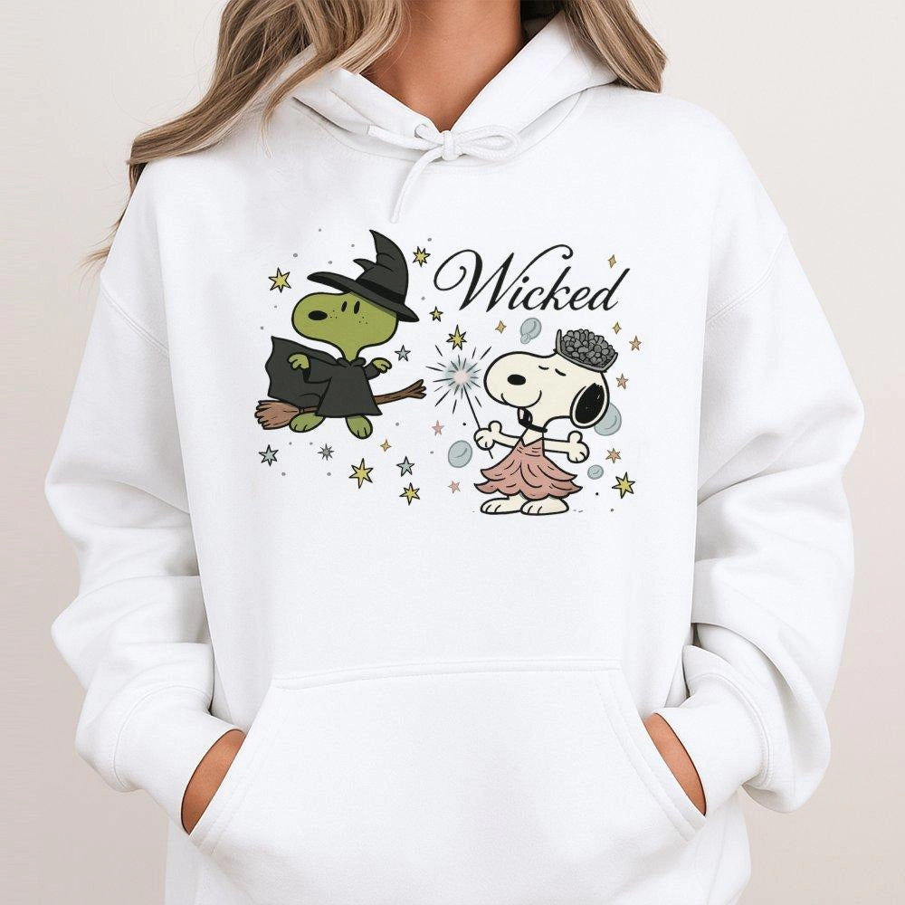 Musical Theatre Graphic Hoodie | Snoopy Witch Costume Design | Premium Cotton Blend Sweatshirt | Gift for Broadway Fans & Dra