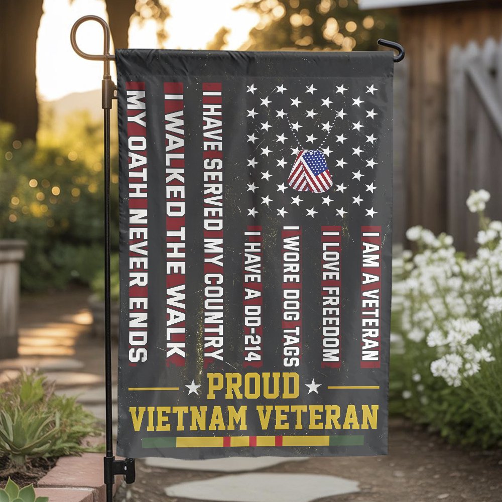 Proud Vietnam Veteran Garden Flag | Patriotic Military Service Memorial | Premium Weather-Resistant Fabric | Thoughtful Veter