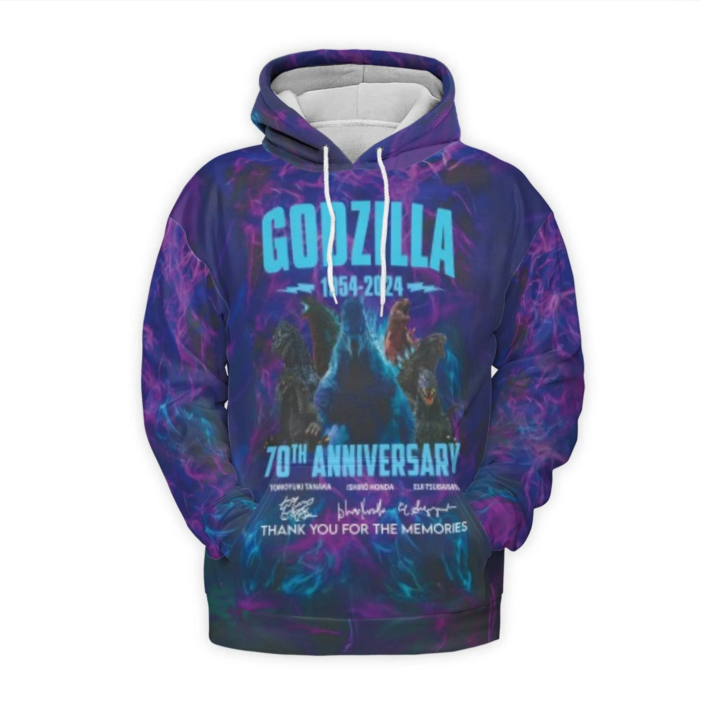 Godzilla 70th Anniversary Hoodie | 1954-2024 Memorial Graphic | Premium Brushed Fleece Pullover | Limited Edition Gift for Ka