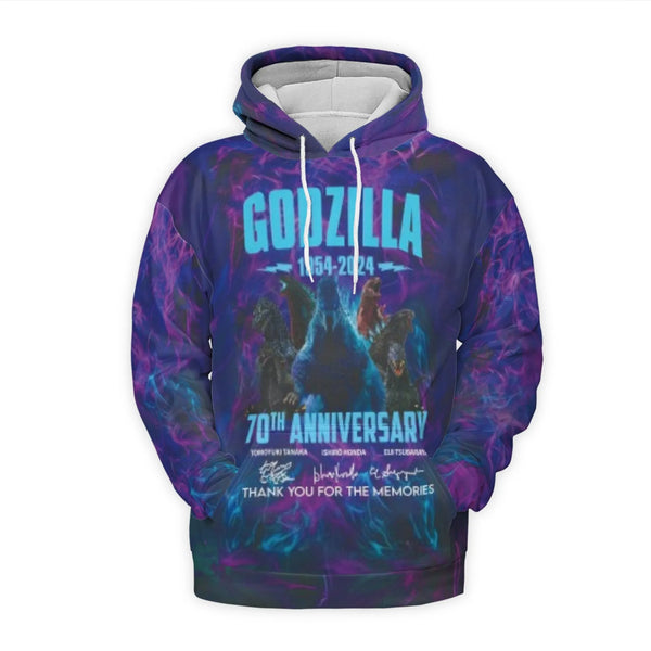 Godzilla 70th Anniversary Hoodie | 1954-2024 Memorial Graphic | Premium Brushed Fleece Pullover | Limited Edition Gift for Ka