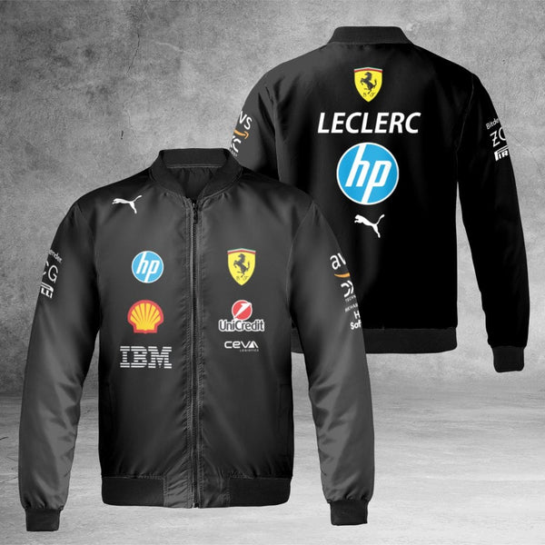 Charles Leclerc F1 Bomber Jacket | Scuderia Ferrari Racing Graphic | Premium Unisex Streetwear | Formula 1 Fan Gift Apparel