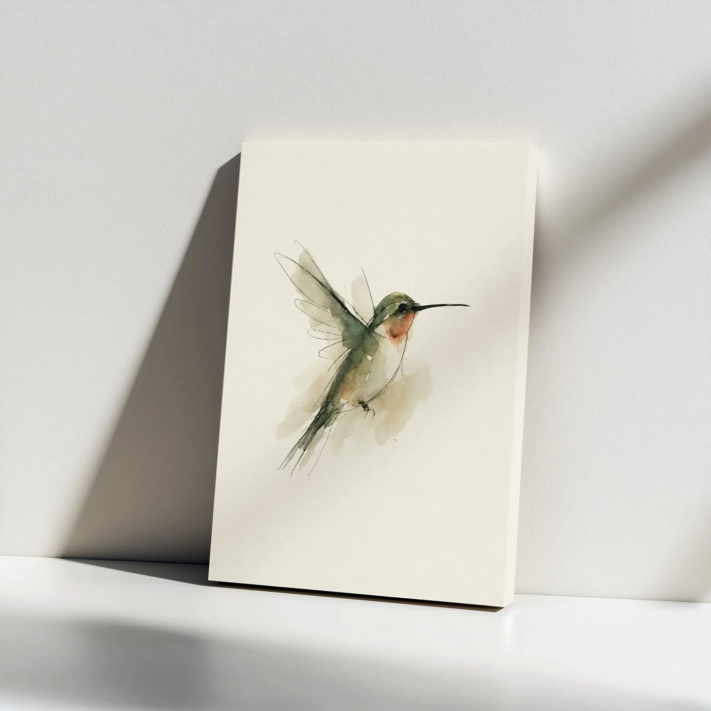Minimalist Hummingbird Canvas Wall Art | Watercolor Sketch Bird Print | Premium 1.25-Inch Gallery Wrap | Elegant Home & Offic