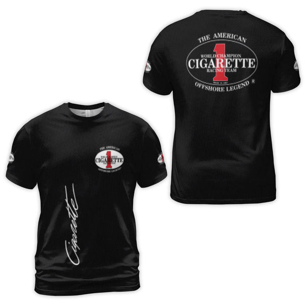 Cigarette Racing Team T-Shirt | American Offshore Legend #1 Logo | Premium Polyester Jersey 3D Print | Motorsport Apparel Gif