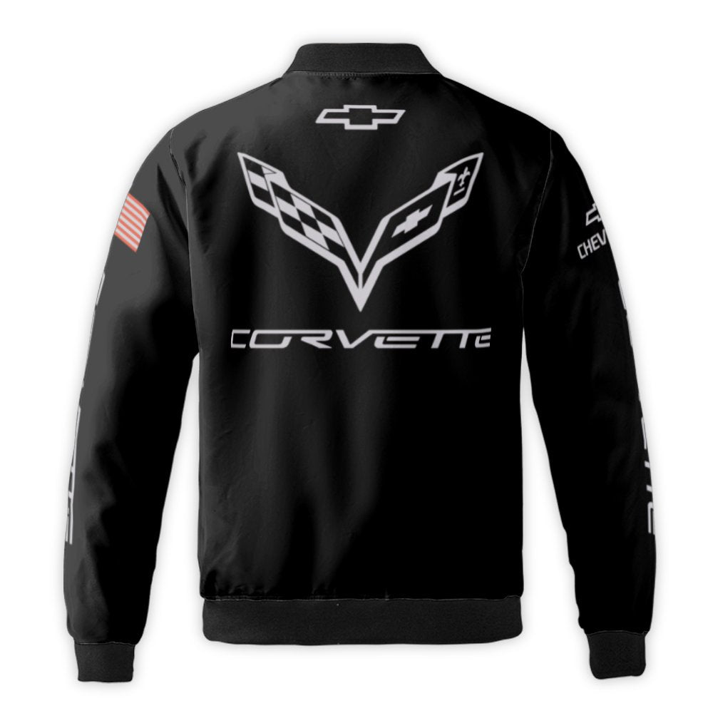 Chevy Corvette Bomber Jacket | American Muscle Car Motorsport Design | Premium Nylon Racing Apparel | Gift For Car Enthusiast