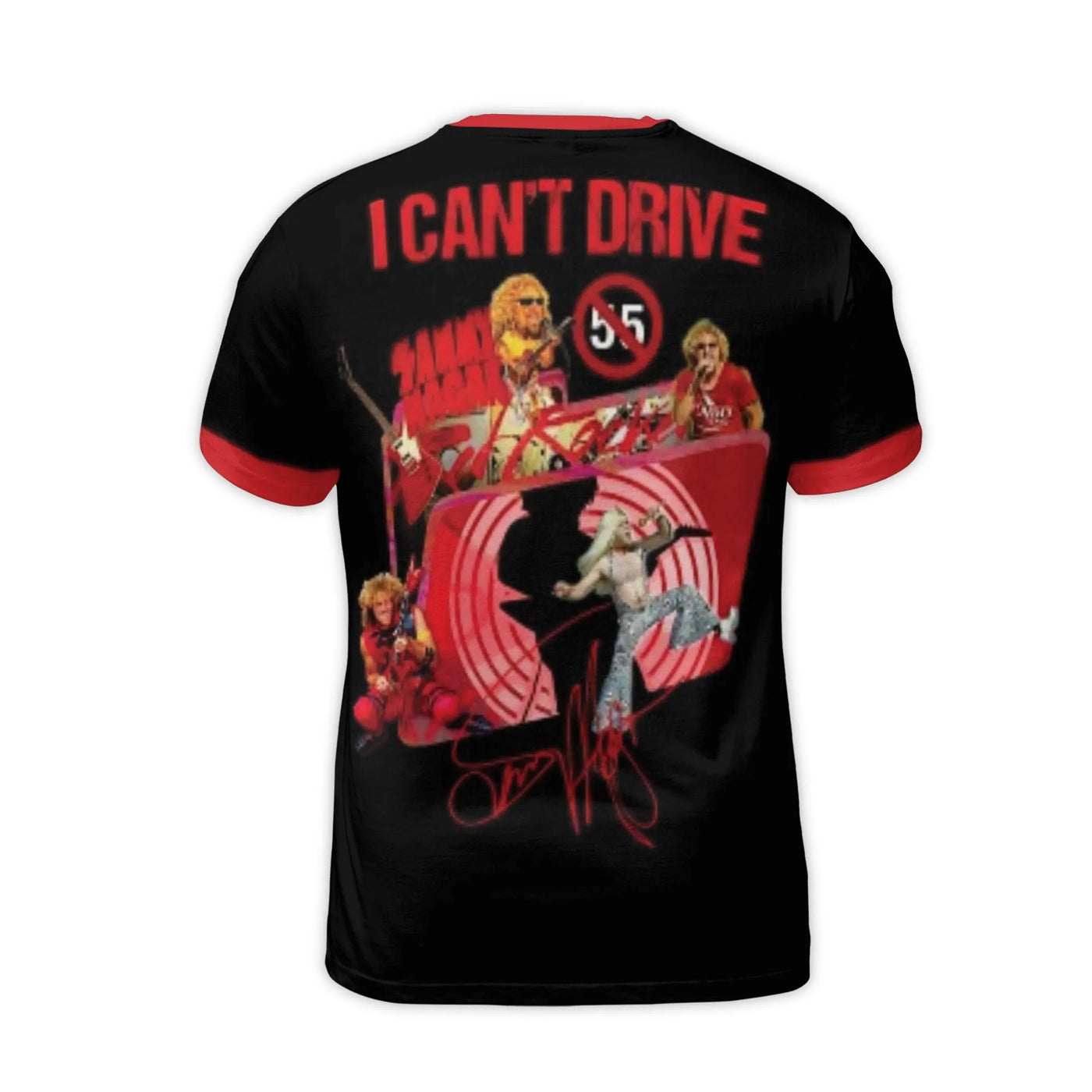 Sammy Hagar 3D Graphic T-Shirt | I Can't Drive 55 Red Rocker Design | Premium Polyester Spandex Blend | Classic Rock Music Fa
