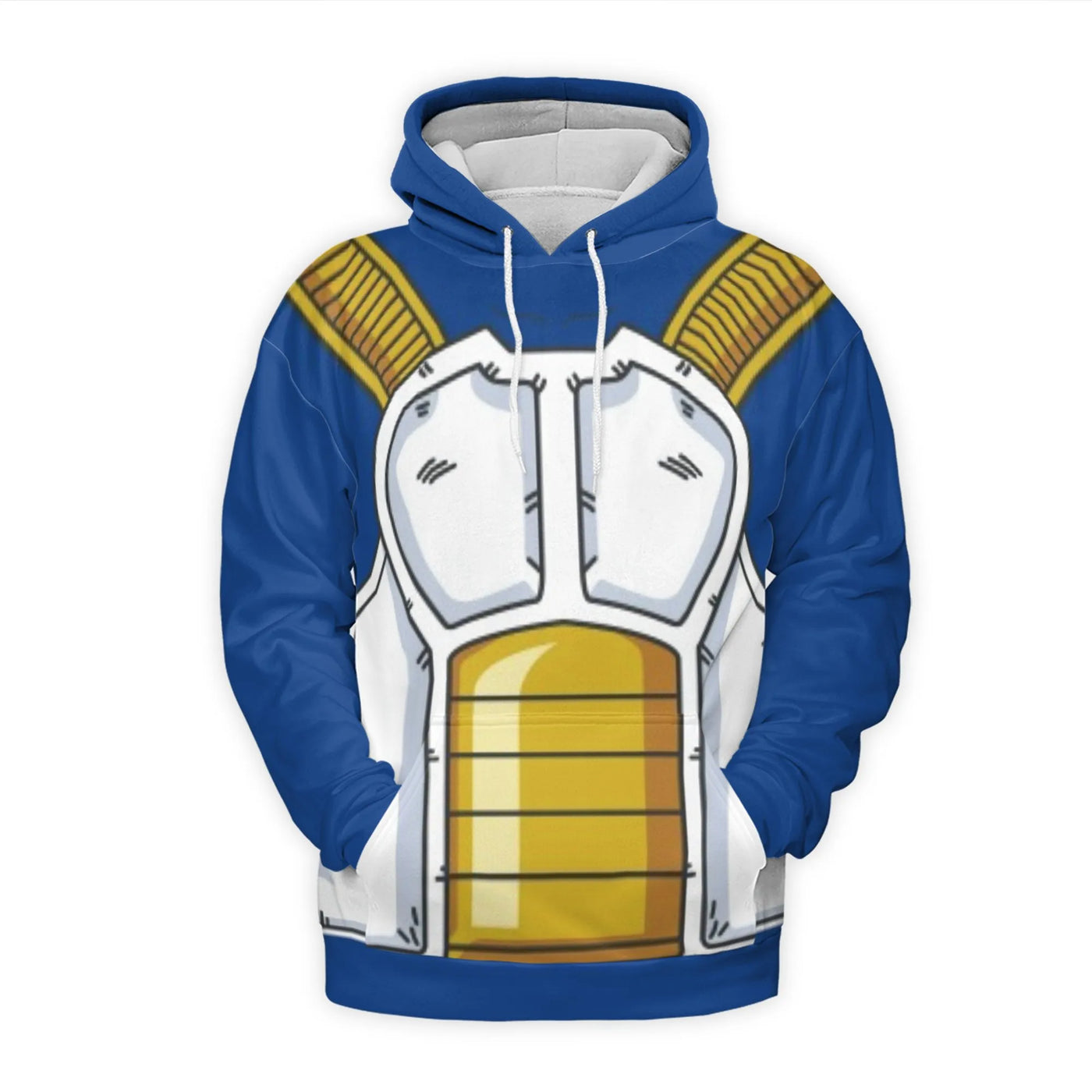 Saiyan Armor Graphic Hoodie | Anime 3D Print Sweatshirt | Premium Brushed Fleece Polyester | Unisex Cosplay Gift for Fans