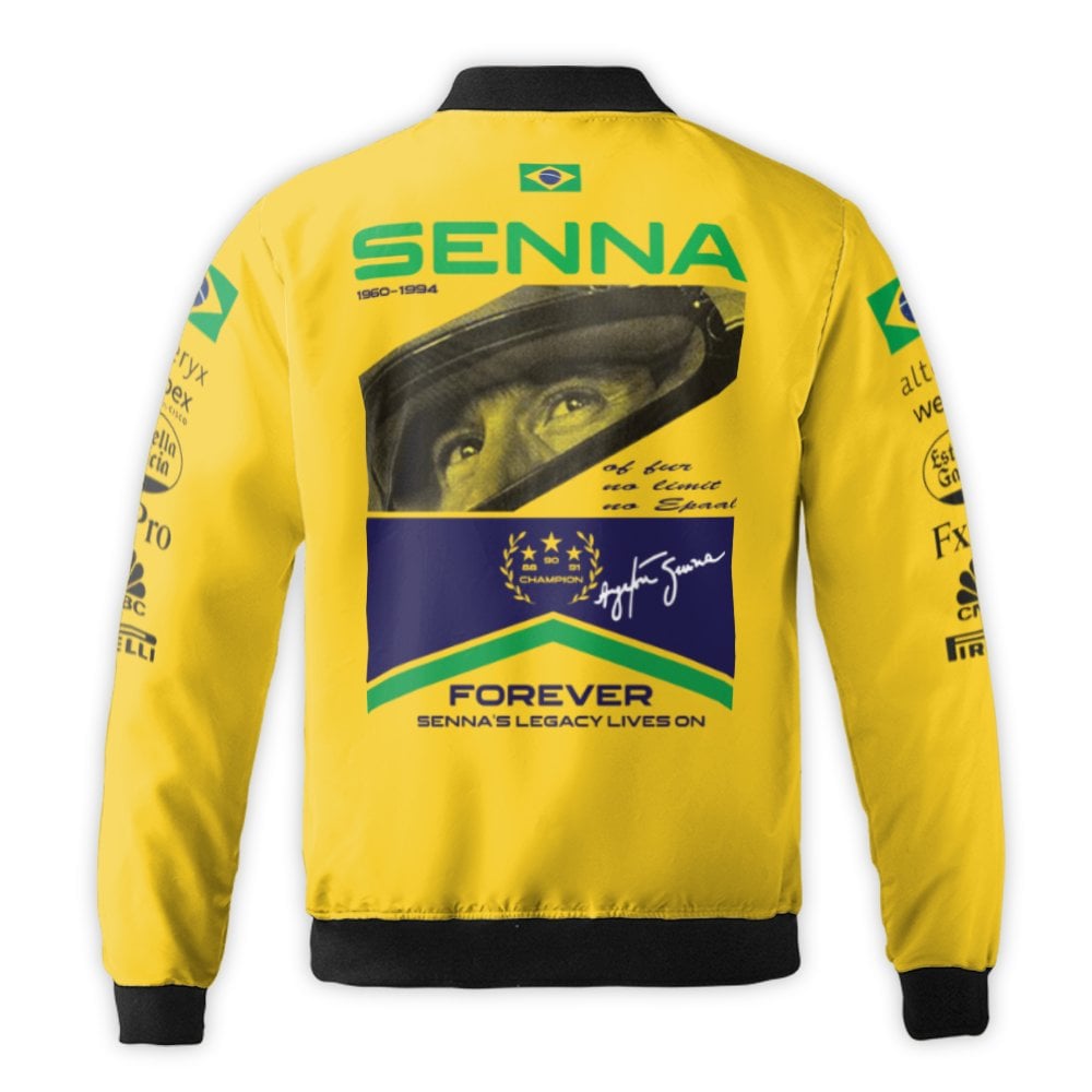 Ayrton Senna F1 Bomber Jacket | Brazilian Racing Legend Tribute | Durable Nylon Streetwear | Gift For Formula 1 Motorsport Fa