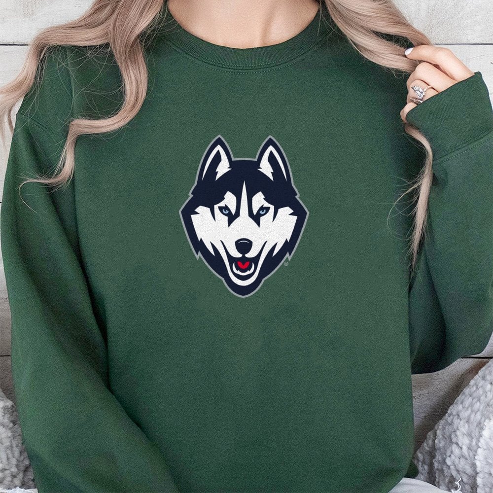 UConn Husky Sweatshirt | Collegiate Mascot Graphic Crewneck | Premium Cotton Blend | Fan Apparel Gift for Students and Alumni