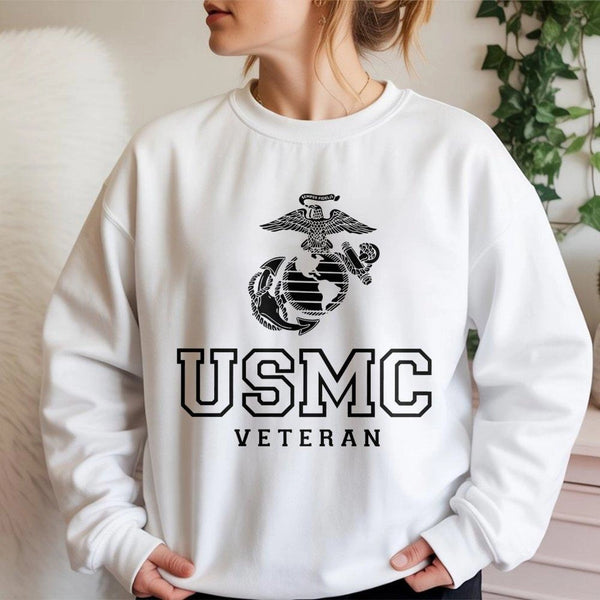 USMC Veteran Sweatshirt | Eagle Globe and Anchor Emblem | Premium Unisex Military Crewneck | Patriotic Gift for Marine Corps 