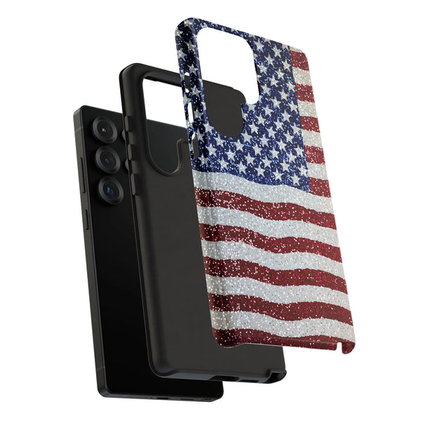 American Flag samsung Case | Sparkle Flag Design | Dual-Layer Protective Cover | Premium Patriotic Gift for Men Women