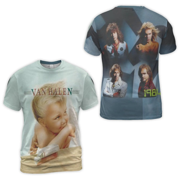 Van Halen 1984 Album Cover 3D T-Shirt | Smoking Angel Graphic Print | Premium Soft Polyester Blend | Vintage Rock Band Music 