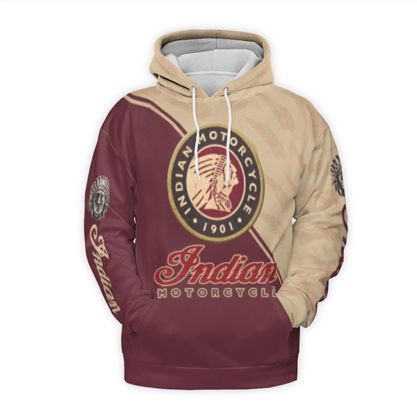 Indian Motorcycle Hoodie | Classic 1901 Headdress Logo Print | Premium All-Over 3D Brushed Fleece | Biker Gift for Men and Wo