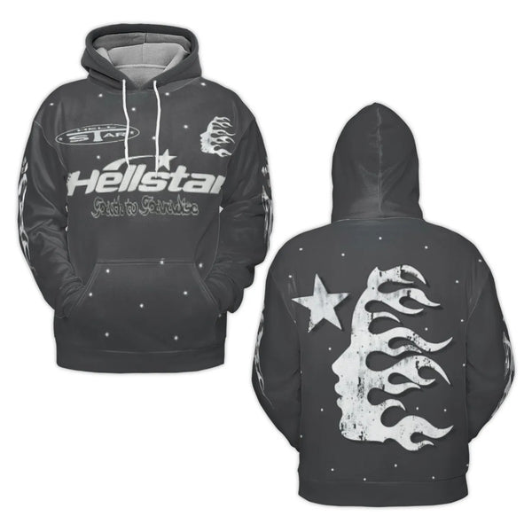 Streetwear Graphic Hoodie | Flaming Face Starry Night 3D Print | Premium Polyester Fleece | Unisex Urban Style Gift for Men a