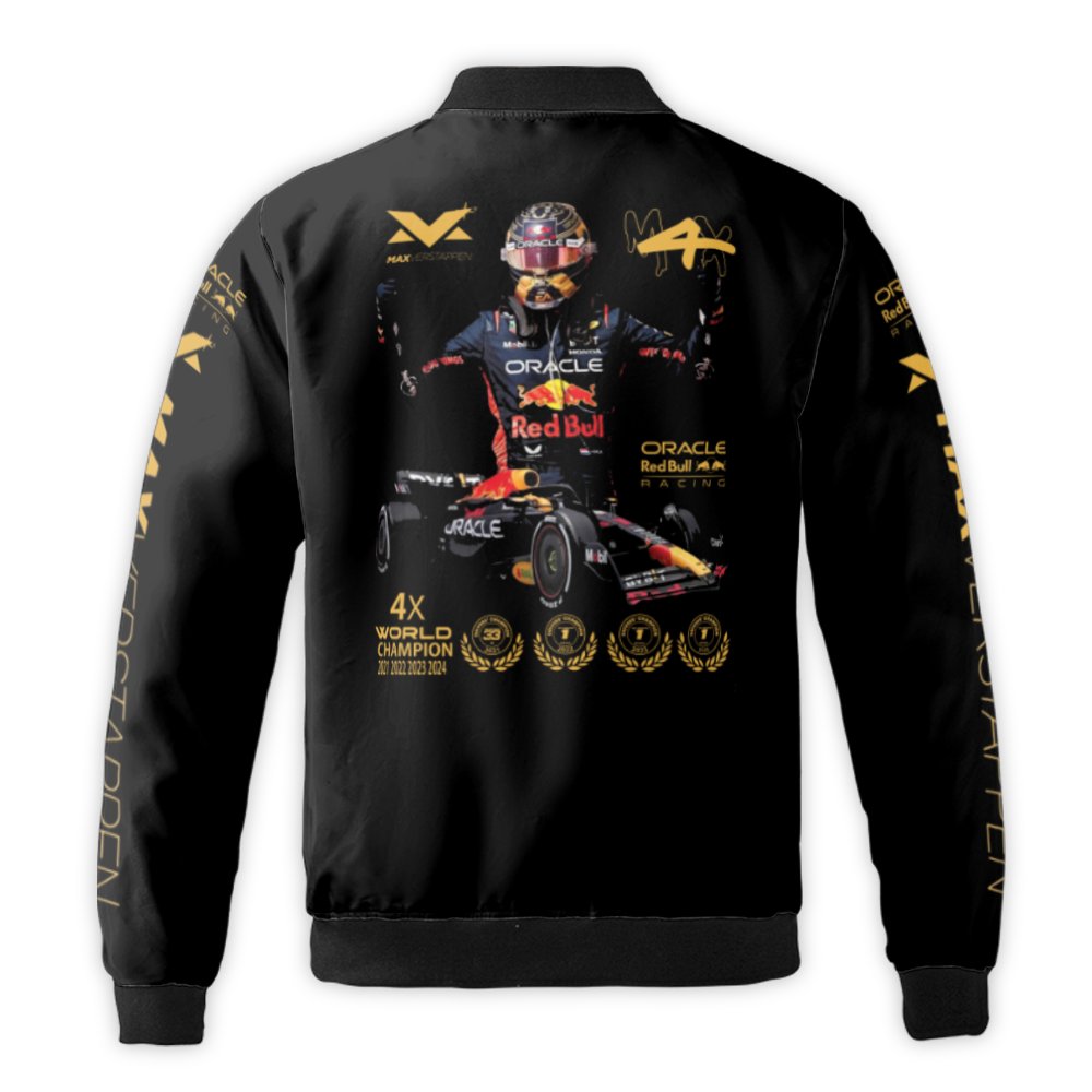 Max Verstappen Bomber Jacket | 4x World Champion F1 Racing Gear | Premium Nylon Streetwear | Gift for Formula 1 Fan