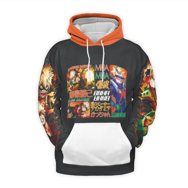 Anime Character Graphic Hoodie | Katsuki Bakugo Dynamight Print | Premium Polyester Fleece | Unisex Streetwear Gift for Fans