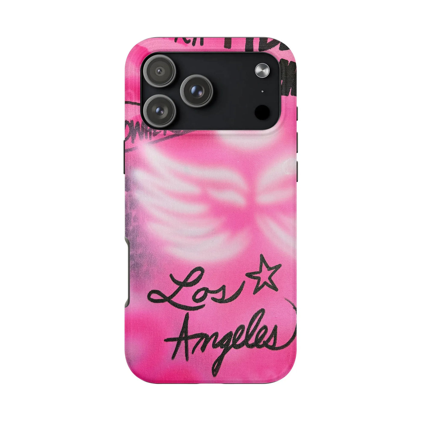 Los Angeles Phone Case | Pink Airbrush Angel Wings Design | Dual-Layer Polycarbonate | Trendy Y2K Aesthetic Gift for Her
