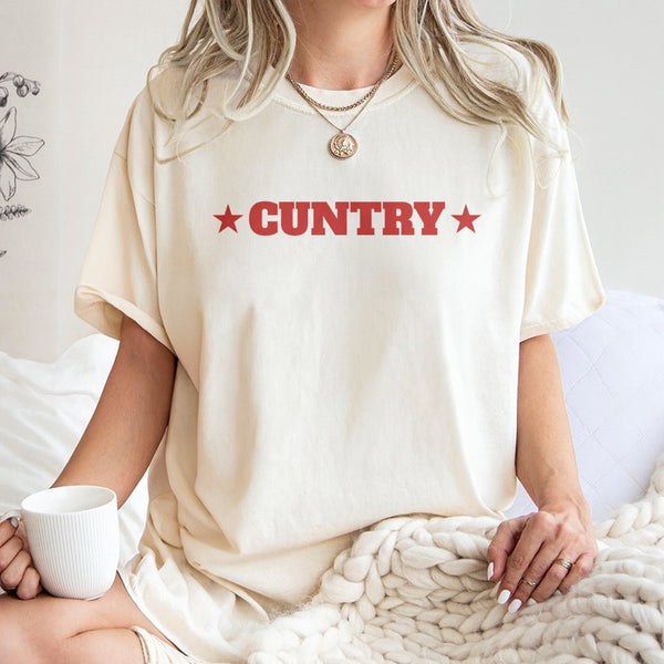 Cuntry Graphic T-Shirt | Funny Western Rodeo Text Design | Premium 100% Cotton | Sarcastic Country Music Concert Gift for Wom